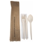 Conjunto Garfo + Faca + Colher 160mm Mater-Bi + Guardanapo 500 un