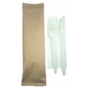Conjunto Garfo + Faca Biodegradvel e Compostvel em Milho + Guardanapo 500un