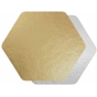 Disco em Carto Metalizado Dourado/Prateado Formato Hexagonal 100 un