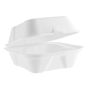 Contentor em Bagao Branco Hamburguer 134x128x84mm 12g Vegware 10x50un