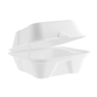 Contentor em Bagao Branco Hamburguer 152x148x79mm 21g Vegware 10x50un