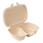 Contentor Rectangular em Cana de Acar Natural 2 Compart. 224x140x60mm 900ml 8x50un