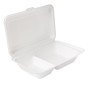 Contentor Rectangular em Cana de Acar Branco 2 Compart. 255x165x70mm 940ml 5x50un