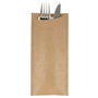 Saqueta Talheres Kraft Verjurado Natural 85x195mm + Guardanapo Dry Tissue 330x330mm 250 un