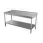 Mesa de Trabalho em Inox para Parede com Rebordo 2 Nveis 1200x700x960mm
