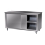 Mesa de Trabalho em Inox com Portas e Rodas 3 Nveis 1200x600x850mm