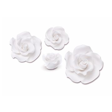 Conjunto de Rosas Brancas em A��car Modecor 17 un