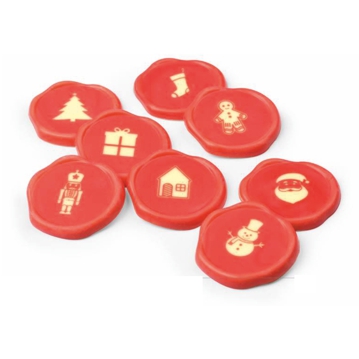 Selos Vermelhos de Natal Modecor em Chocolate Branco 38mm 72 un