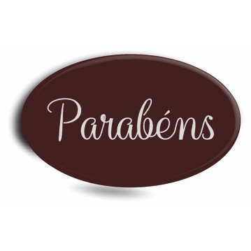 Transfere para Chocolate Oval Parabns 47x28mm 5 Folhas de 24 un
