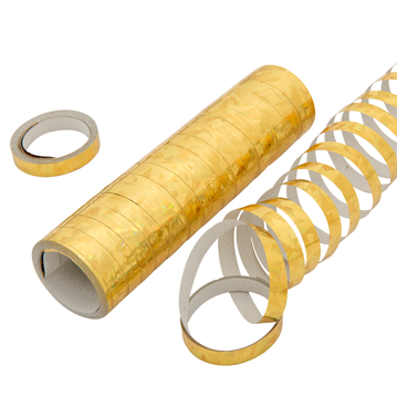 Serpentinas Hologrficas Dourado Rolo de 7mm x 4m Caixa com 12 packs de 2x18un