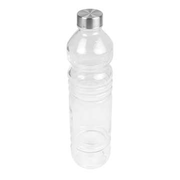 Garrafa Vidro Transaprente + Tampa Ao 1080ml 82x320mm 24 un
