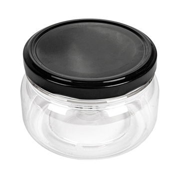Frasco Pl�stico PET transparente 250ml com tampa em metal 154 un