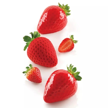 Molde de Silicone para Pastelaria Morango 5x120ml 60x77x44mm + Suporte de Pl�stico