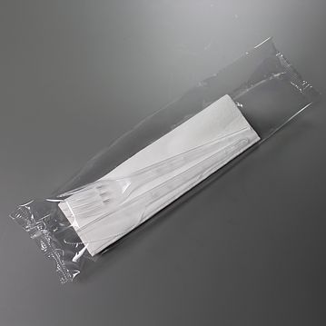 Conjunto de Garfo + Faca de Plstico Transparente Econmico 162mm + Guardanapo 600un