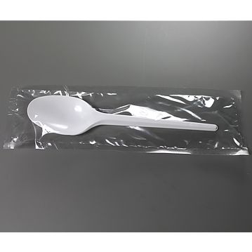 Colher de Plstico Branco de Sopa Econmico 162mm Embrulhada Individualmente 900un