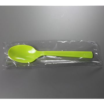 Colher de Plstico Verde de Sopa PLUS 180mm Embrulhada Individualmente 800un