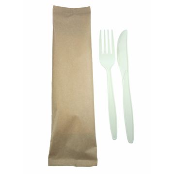 Conjunto Garfo + Faca Biodegradvel e Compostvel em Milho 500un