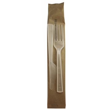 Garfo+Faca de Plstico PLUS 180mm REUSE Embrulhado Individualmente 600 un