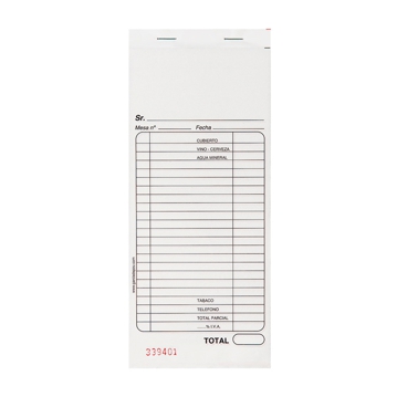 Bloco de Faturas Duplicados Espanhol 50x2 Folhas 100x210mm 14x10 blocos