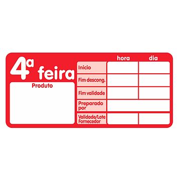 Etiqueta Autocolante Haccp - 4 Feira 500un