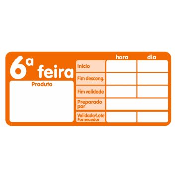 Etiqueta Autocolante Haccp - 6 Feira 500un