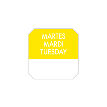 Etiqueta Autocolante Haccp 25x25mm - Martes Mardi Tuesday 1000un