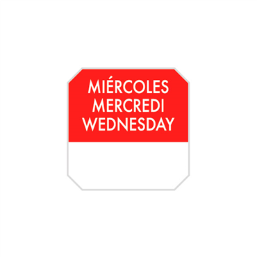 Etiqueta Autocolante Haccp 25x25mm - Mircoles Mercredi Wednesday 1000un