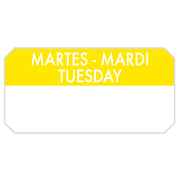 Etiqueta Autocolante Haccp 50x25mm - Martes Mardi Tuesday 1000un