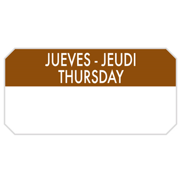 Etiqueta Autocolante Haccp 50x25mm - Jueves Jeudi Thursday 1000un