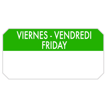 Etiqueta Autocolante Haccp 50x25mm - Viernes Vendredi Friday 1000un