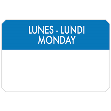 Etiqueta Autocolante Haccp 75x50mm - Lunes Lundi Monday 500un