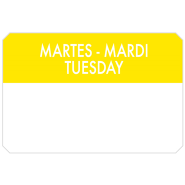 Etiqueta Autocolante Haccp 75x50mm - Martes Mardi Tuesday 500un