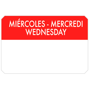 Etiqueta Autocolante Haccp 75x50mm - Mircoles Mercredi Wednesday 500un