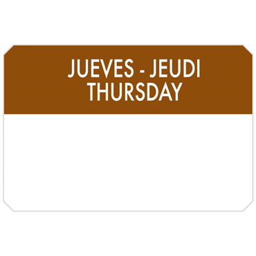 Etiqueta Autocolante Haccp 75x50mm - Jueves Jeudi Thursday 500un