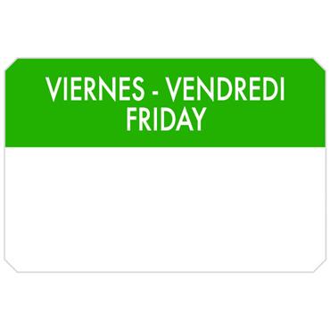 Etiqueta Autocolante Haccp 75x50mm - Viernes Vendredi Friday 500un
