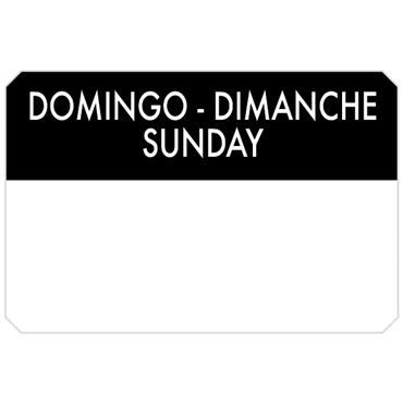 Etiqueta Autocolante Haccp 75x50mm - Domingo Dimanche Sunday 500un