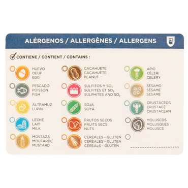 Etiqueta Autocolante Haccp 75x50mm Contedo Alergnico ES EN FR 500un