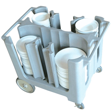 Carrinho Contentor de Pratos com Rodas PVC Cinzento