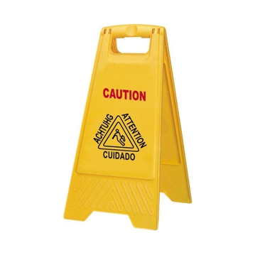 Placa Sinalizadora de Piso Escorregadio Plstico HDPE Amarelo 200x30x620mm