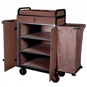 Carro Room Service com Portas e 2 Sacos em Ferro Castanho 1 un