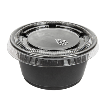 Copo em Plstico PP + Tampa PET para Molhos 60ml Preto 24x50 un