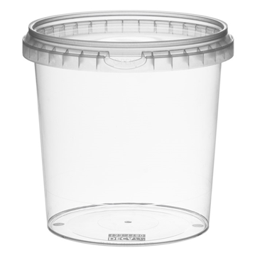 Recipiente de Plstico PP + tampa Transparente Inviolvel 1180ml 133x130mm 180 un