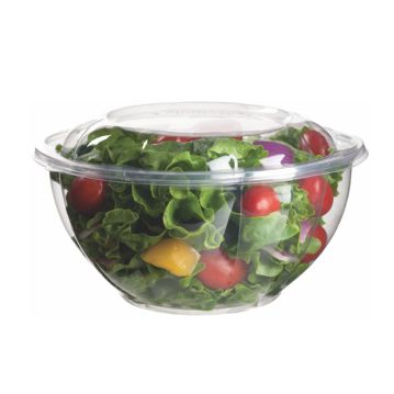 Saladeira com Tampa em PLA transparente 940ml 32oz 150un