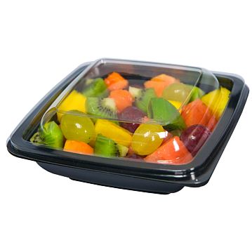 Saladeira Plstico Quadrada 500ml 160x160x45mm RPET Preto 400 un