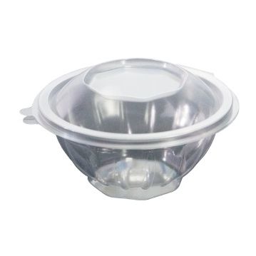 Saladeira Plstico Redonda 375ml 135x135x59+19mm RPET com tampa Caixa 300