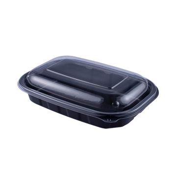 Bandeja Retangular para Micro-ondas em Plstico PP Preto 500ml 217x152x33mm 500 un