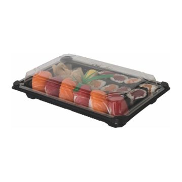 Bandeja + Tampa em PLA para Sushi 130x180mm 600un
