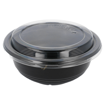 Tigela Plstico Preto + Tampa para Comidas Orientais 150x60mm 12x50 un