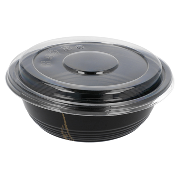 Tigela Plstico Preto + Tampa para Comidas Orientais 170x61mm 10x50 un