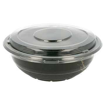 Tigela Plstico Preto + Tampa para Comidas Orientais 186x61mm 8x50 un